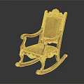 Vintage Wooden Rocking Chair With Carved Accents And Leather Upholstered Seat