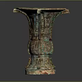 Ancient Chinese Bronze Vessel With Flared Rim Intricate Patterns And Patina