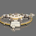 Futuristic Circular Structure With Central Building And Ring Platform 3D Model Design