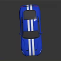 Blue Sports Car With White Racing Stripes Sleek Exterior Design And Shiny Finish