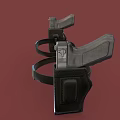 Vintage Leather Holsters With Silver Pistols On Red Background