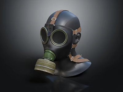 Durable Firefighting Gas Mask with Protective Glass Lenses and Adjustable Straps 3d model