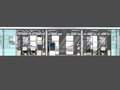 Modern Pergola Structure With Metal Frames Glass Panels And Outdoor Seating 3d model