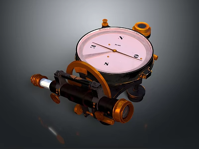 Vintage Precision Optical Measuring Instrument With Circular Dial Telescope And Brass Fittings 3d model