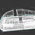 Stylish Recreational Boat Featuring White Hull Red and Blue Canopies with Comfortable Interior Seating