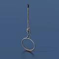 Daily Life Essential Silver Metal Hook With Circular Ring On Blue Background For Home Use