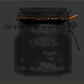Empty Transparent Glass Jar With Metal Clasp And Orange Seal On Smooth Surface