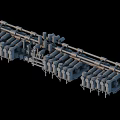 Industrial Equipment Pipeline System With Arranged Mechanical Components And Structural Frames
