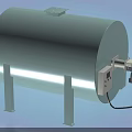 Industrial Cylindrical Tank Equipment With Support Legs Control Box And Orange Component