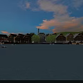 Aerial View Planning of Residential Community With Waterfront Area Green Hills and Road Layout
