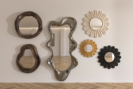 Modern mirror curve full-length mirror 3d model