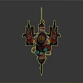 Fantastical Vintage Spacecraft With Colorful Mechanical Parts And Cosmic Design Elements
