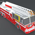 Red and White Fire Truck with Extended Ladder for Emergency Rescue Operations