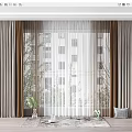 Elegant Beige Curtains With White Sheer Panels For Living Room Window