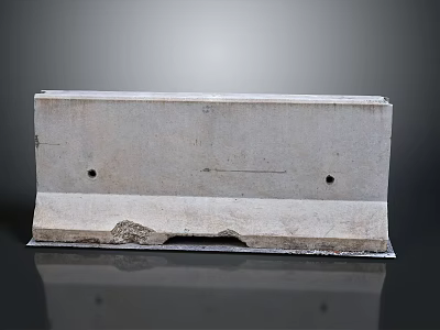 Gray Concrete Curb With Two Holes And Damaged Bottom On Reflective Surface 3d model