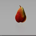 Red And Yellow Pear With Smooth Skin On Gray Reflective Background 3d model
