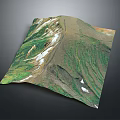 Mountainous Terrain 3D Model With Green Vegetation And Snow Covered Areas