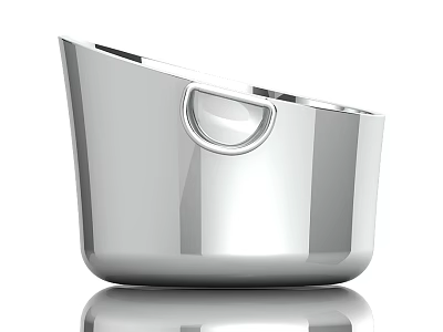 Durable Shiny Silver Metal Storage Container With Handle For Home Use 3d model