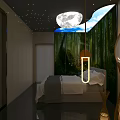 Modern SPA Sauna Room With Waterfall Feature Massage Bed And Ambient Lighting