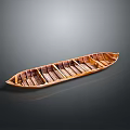Detailed Handcrafted Vintage Wooden Boat With Brown Seats Lighted On Dark Background