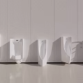 Modern Urinals in Public Restroom with Light Textured Walls and Smooth Floor