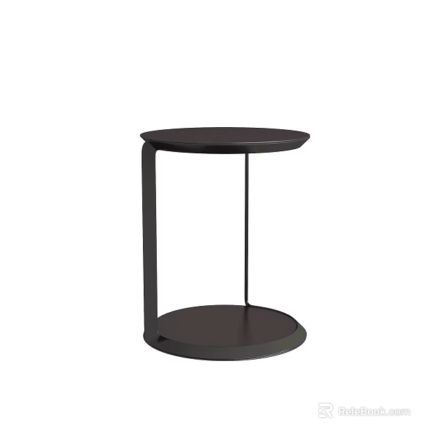 Modern Black Round Side Table with Two Tier Design and Sturdy Frame 3d model