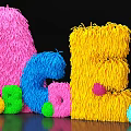 Vibrant Photo Check-in Spot With Colorful Fluffy Alphabet Letters And Bright Spherical Decorations