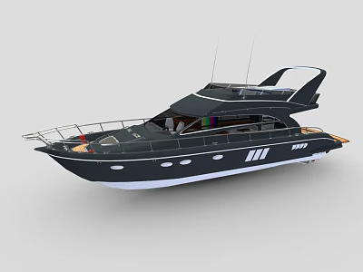 Sleek Black Modern Yacht With Open Deck And Upper Cockpit Design 3d model
