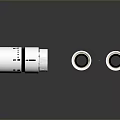 Metallic Transparent Cylindrical Components With Black Top Covers And Clear Bases