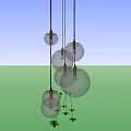 Modern Transparent Glass Globe Pendant Lights With Black And Copper Hanging Details