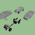 Modern Car Frame And Chassis Structural Components For Automotive 3d model