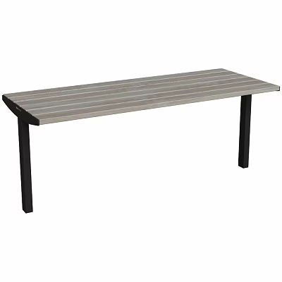 Wooden Slatted Bench With Black Metal Legs Suitable For Indoor Outdoor Spaces 3d model