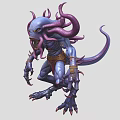 Game Movie Fantasy Monster Character With Purple Tentacles And Sharp Claws