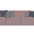 Modern Pink Upholstered Three Seater Sofa With Dark Gray And Black White Patterned Cushions 3d model