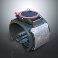 Mechanical Watch With Dark Leather Strap Red Bezel Black Dial And Metallic Details