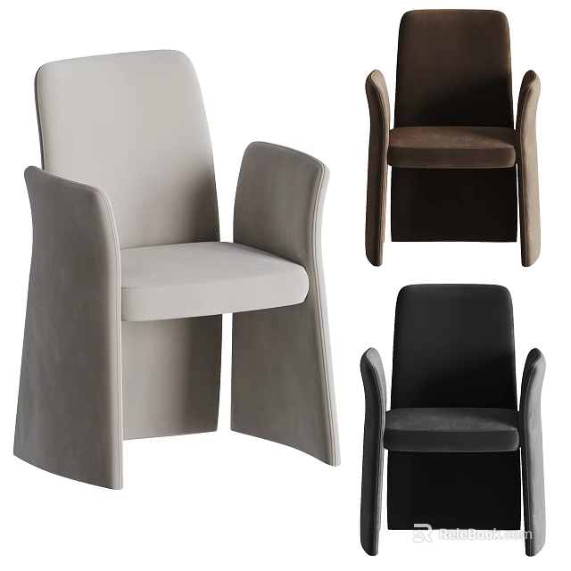 Modern Comfortable Leisure Chairs Light Gray Brown Black with Stylish Armrests for Living Room 3d model 