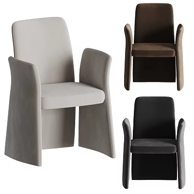 Modern Comfortable Leisure Chairs Light Gray Brown Black with Stylish Armrests for Living Room 3d model
