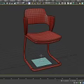 Brown Upholstered Single Chair with Silver Metal Frame and Armrests Modern Design