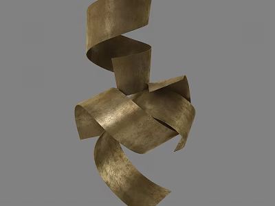 Elegant Golden Spiral Metallic Decorative Ornament Combination for Home Decor 3d model
