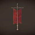 Red National Flag With Yellow Dragon Design Hanging On Metal Pole Bracket