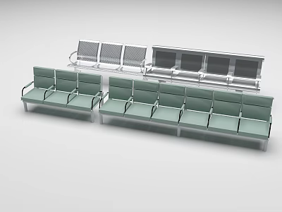 Modern Public Chairs With Green Seats And Metal Frames For Waiting Areas 3d model