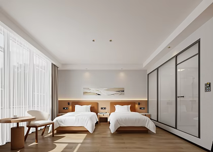 Modern Hotel Double Room 3d model
