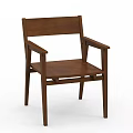 Dark Brown Wooden Armchair With Simple Frame Design And Solid Structure 3d model