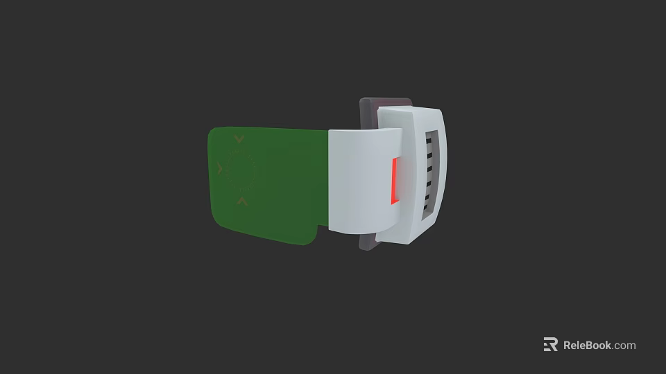 Modern Electronic Device With Green Panel White Body And Red Indicator Light 3d model 