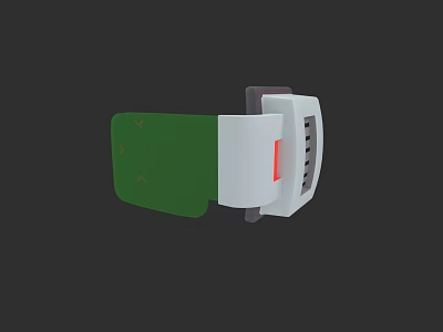 Modern Electronic Device With Green Panel White Body And Red Indicator Light 3d model