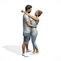 Couple Hugging Each Other In Casual Clothes With Light Green Top And Gray T-Shirt