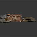 Vintage Interior Setup With Old Wooden Trunk Decorative Rug Pillows And Metal Container