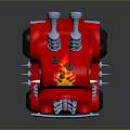 Red Cartoon Truck With Yellow Star Decoration And White Round Roof Parts