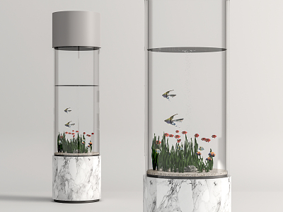 Modern Fish Tank Aquarium Tank Aquarium Fish Aquatic Grass 3d model