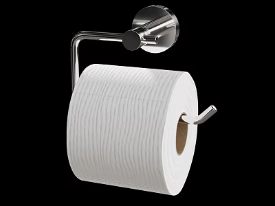 Premium Polished Chrome Toilet Paper Holder With White Tissue Roll For Modern Bathroom Daily Use 3d model